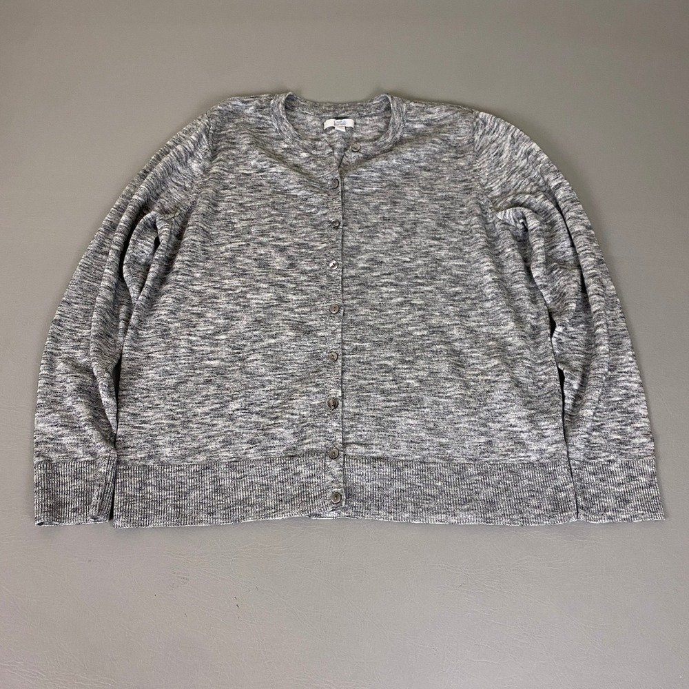Croft & Barrow Cardigan Sweater Women's XL Gray Space Dye Button Cotton Modal